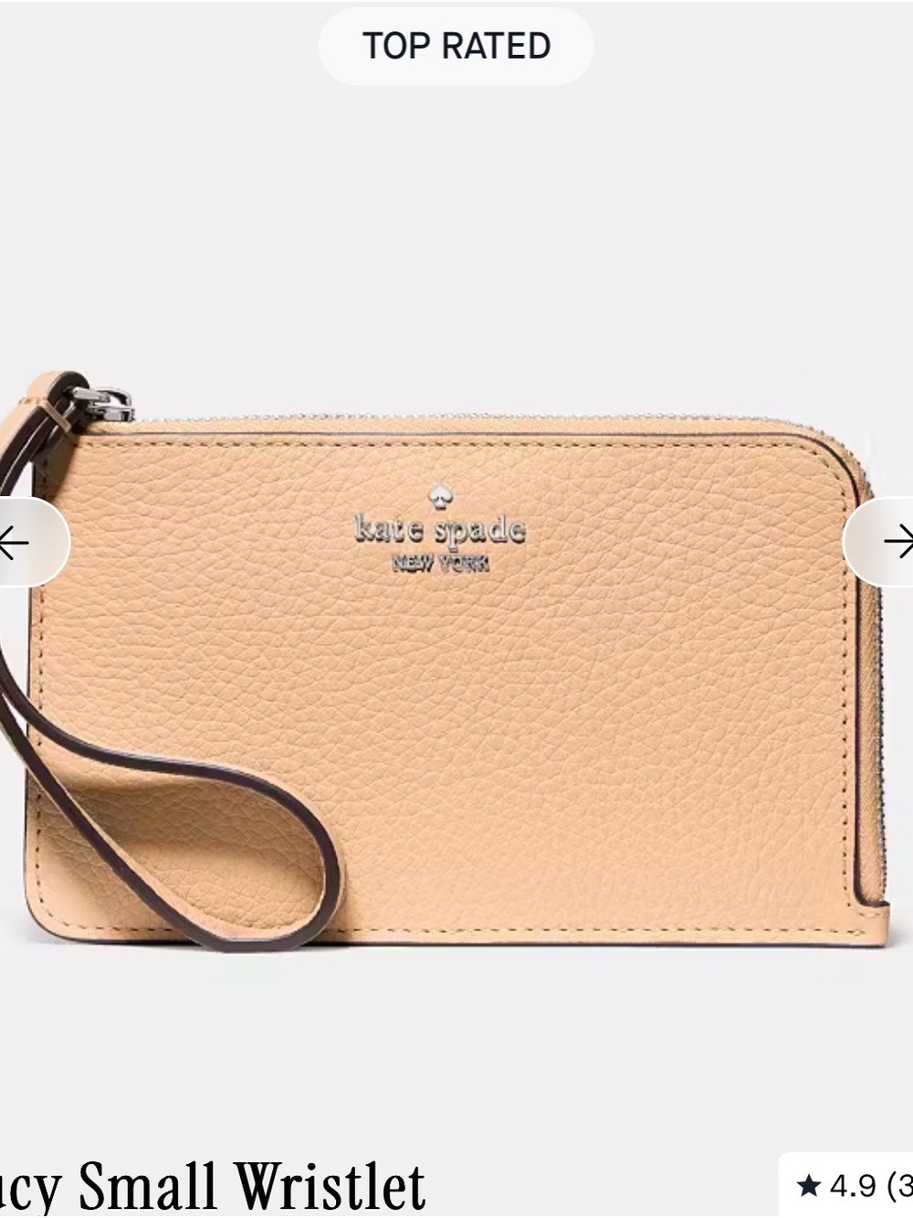 kate spade Pebbled Leather Wristlet in Citrus Glaze